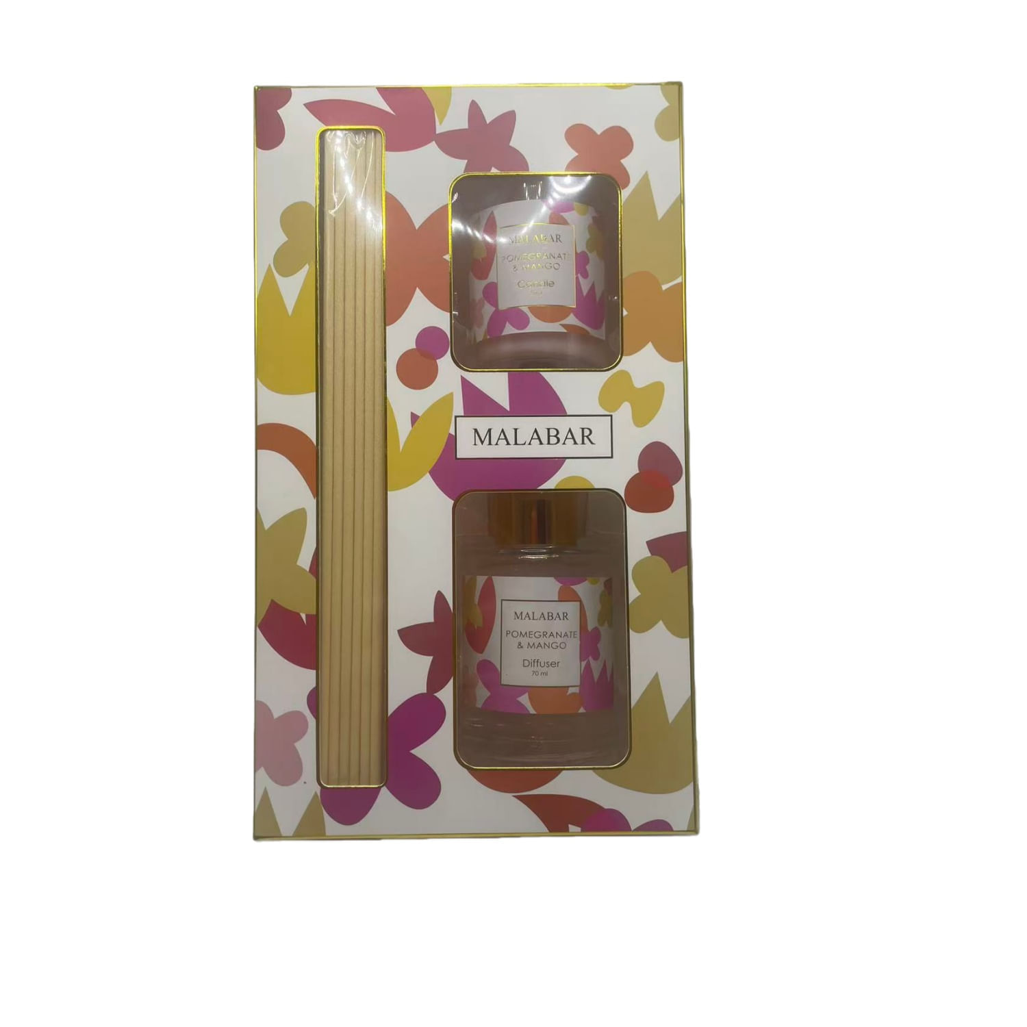 Set Difusor Varillas 70Ml + Vela Granada Y Mango