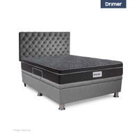 Dormitorio Praktibox Ventus 2 Plazas Capitone Gris Plata
