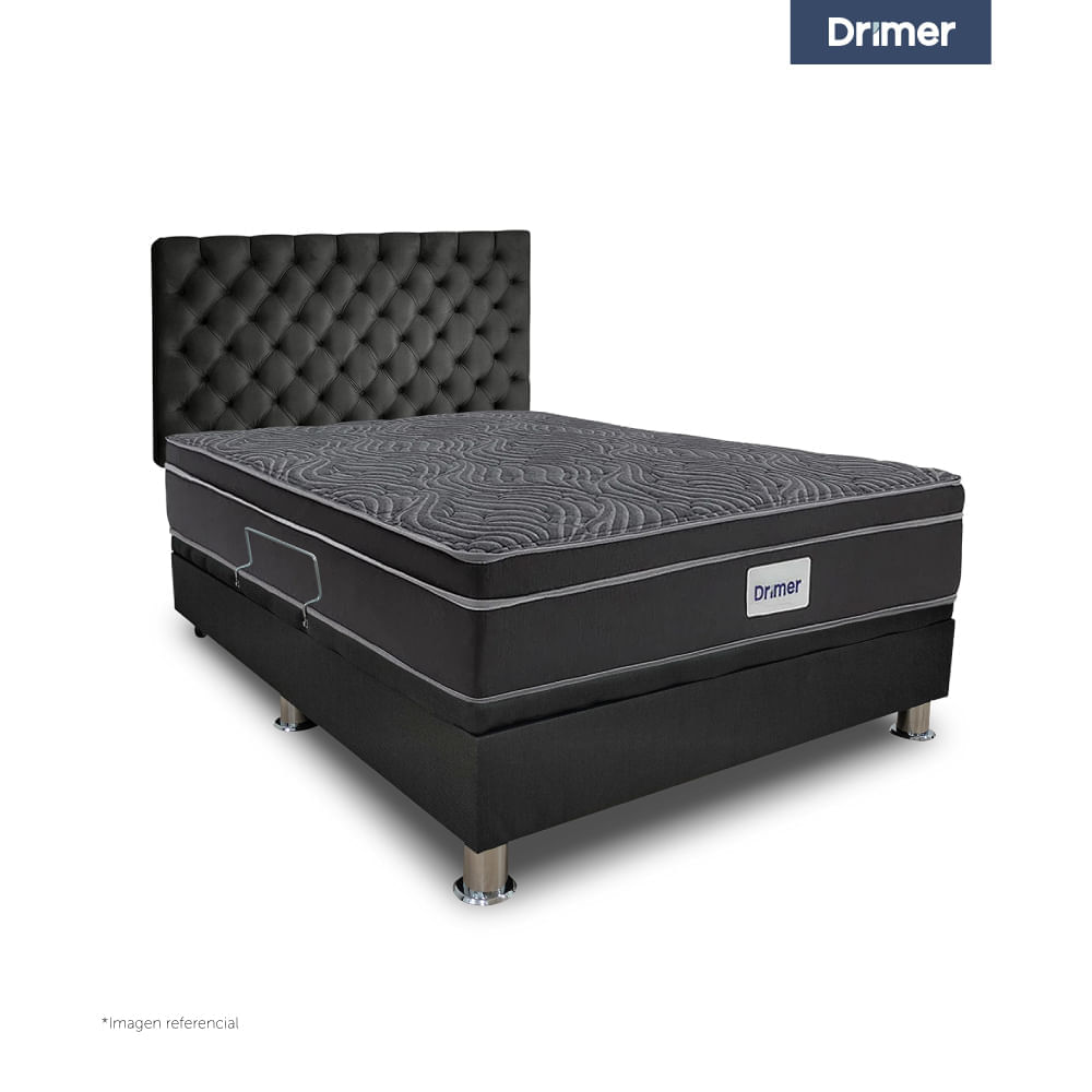 Dormitorio Praktibox Ventus Queen Capitone Gris Oscuro