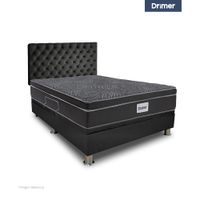 Dormitorio Praktibox Ventus 1.5 Plazas Capitone Gris Oscuro