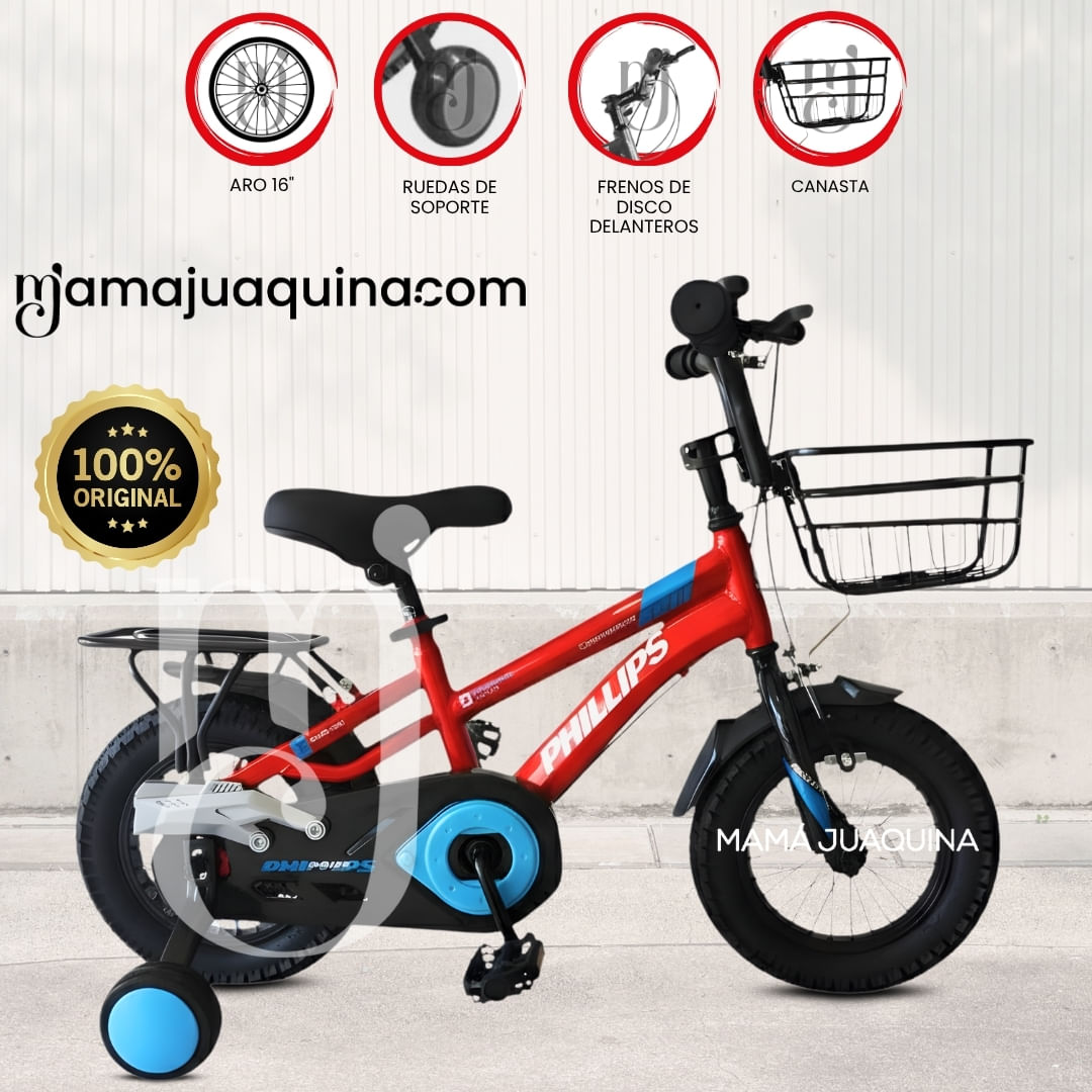 Bicicleta Deportiva Aro 16 «PHINES» para Niños Rojo