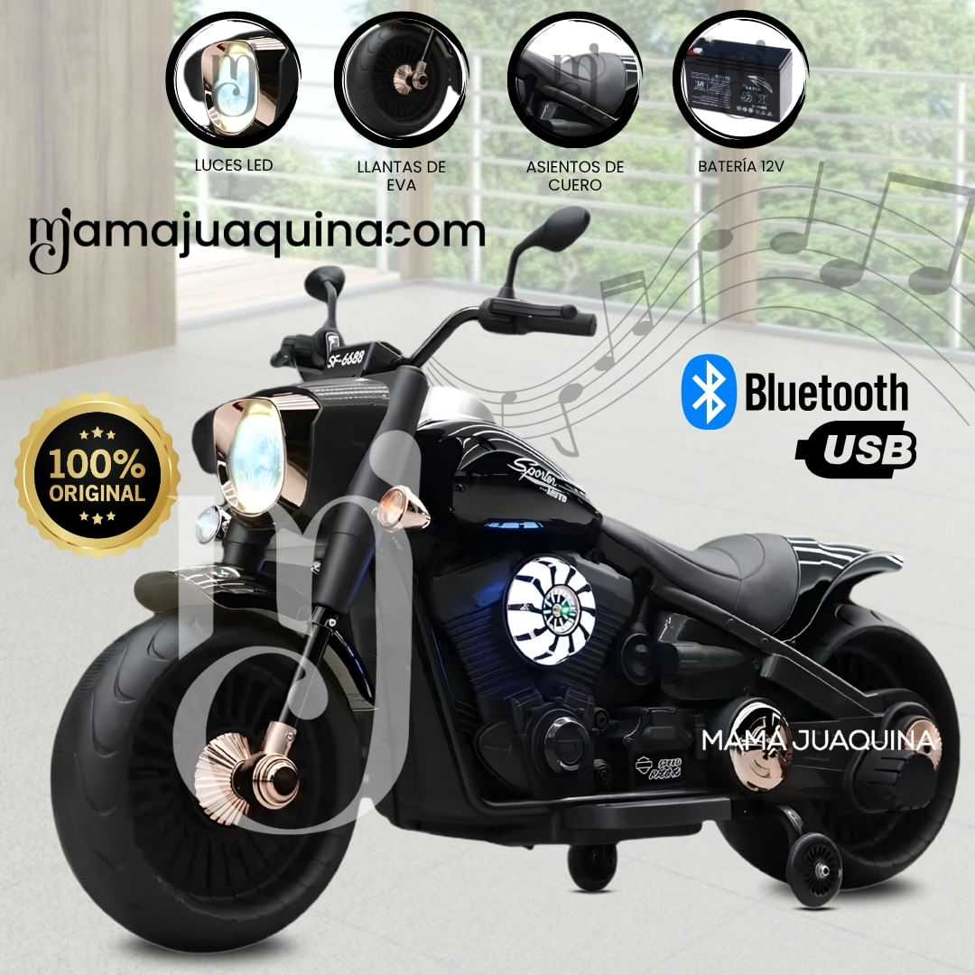 Moto a Batería Musical «FOCUS» Con Bluetooth Negro