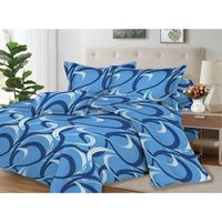 Juego de Sábanas 100% Suave Algodón 2Plazas 4 Piezas 2000 Hilos Rayas Oceano Azul