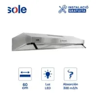 Campana Extractora Roma Sole Acero Inoxidable 60cm – TURE15COV2 - Motor/95Watts !OFERTON!