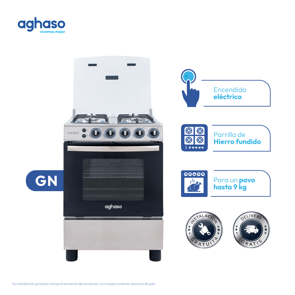COCINA AGHASO 4 HORNILLAS - ESSENCIAL GAS NATURAL