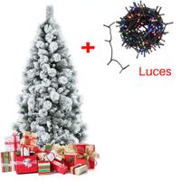 Árbol de Navidad con Nevado de 210 cm Pino Coposo Americano Incluye Luces (MUNDO ELECTRONICO)
