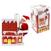 Papa Noel Sube y Baja Muñeco a Pilas AA de Chimenea de Color Rojo