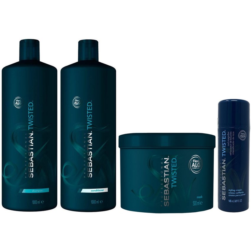 Shampoo 1000ml + Acondicionador + Mascarilla + Crema Sebastian Twisted
