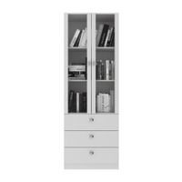 Estante con 2 puertas de vidrio y 3 cajones Blanco 171.5x60x31.5cm Tecnomobili
