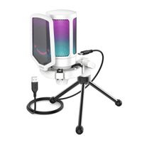 Fifine - Micrófono Ampligame A6V RGB USB Cardioide - White