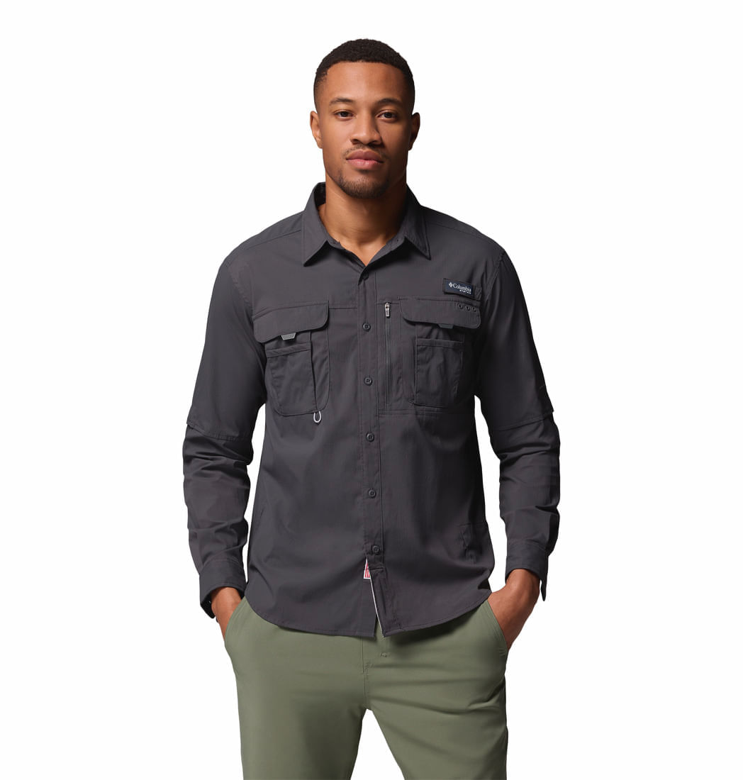 Camisa Para Hombre Manga Larga PFG Bahama™ Elite Plomo Vestuario