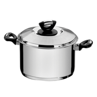 Olla Alta  Tramontina Solar Baquelite de acero inoxidable fondo triple con tapa y asas de baquelita 28 cm 11,9 L