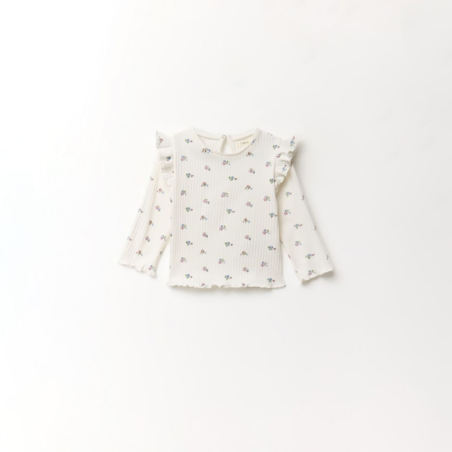 Polo Bebé Niña Sfera Rib Aop Flores Blanco