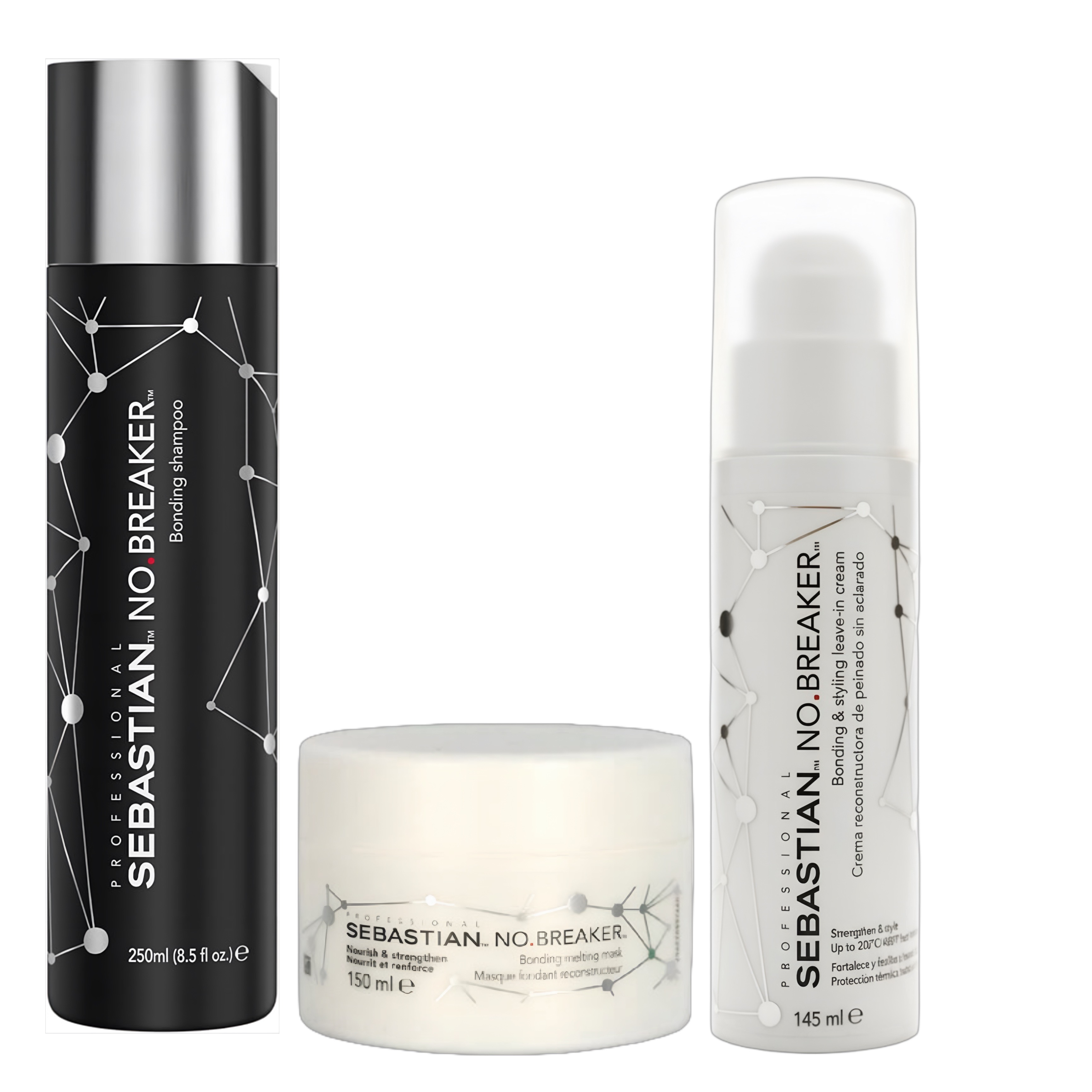 Sebastian pack no breaker – shampoo + mascarilla + leave in reconstructor