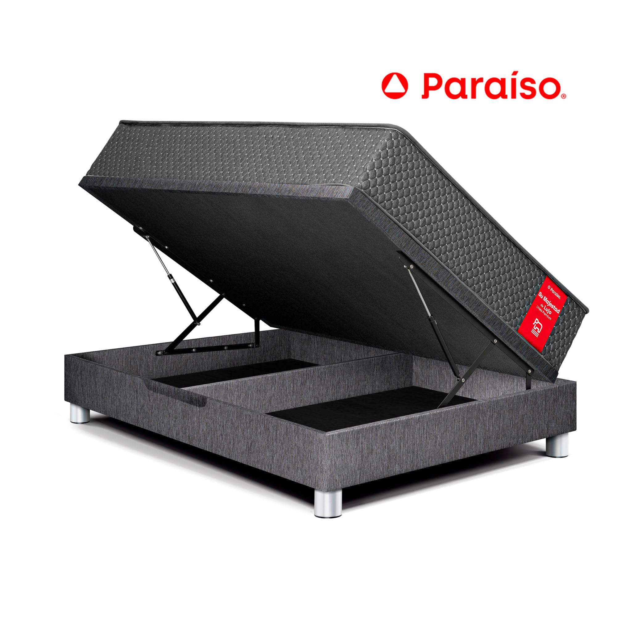 Cama Boxet PARAISO Su Majestad 1.5 Plazas Gris