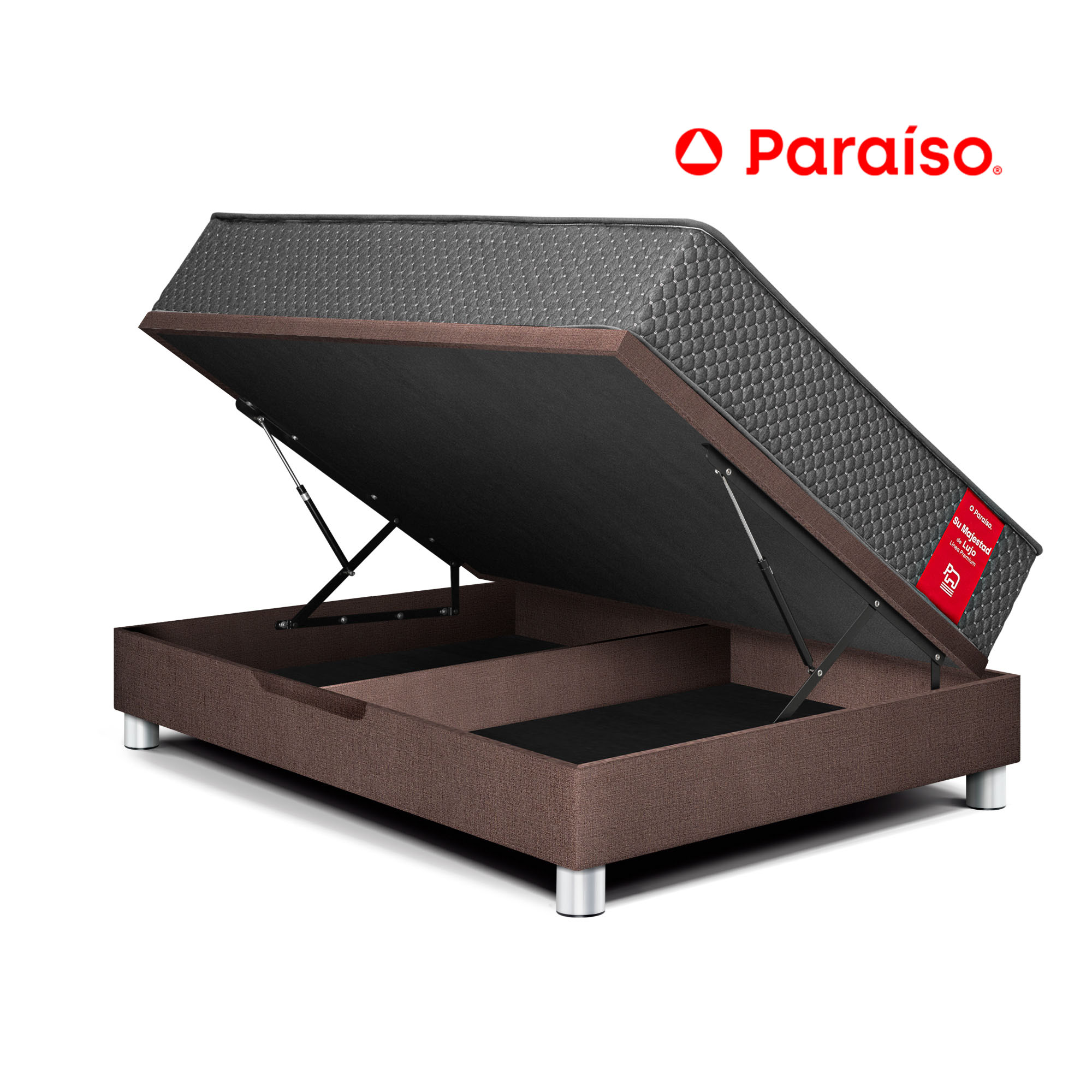 Cama Boxet PARAISO Su Majestad 2 Plazas Chocolate