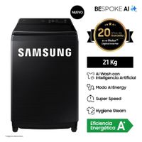 Lavadora Samsung 21KG AI Wash EcoBubble WA80F21B9BPE Negra