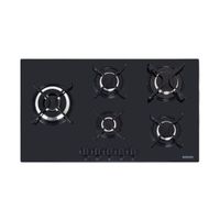 Placas de Cocción de gas Tramontina Penta Side Plus 5GG B TRI 90 de vidrio templado negro con rejillas de acero al carbono y encendido superautomático