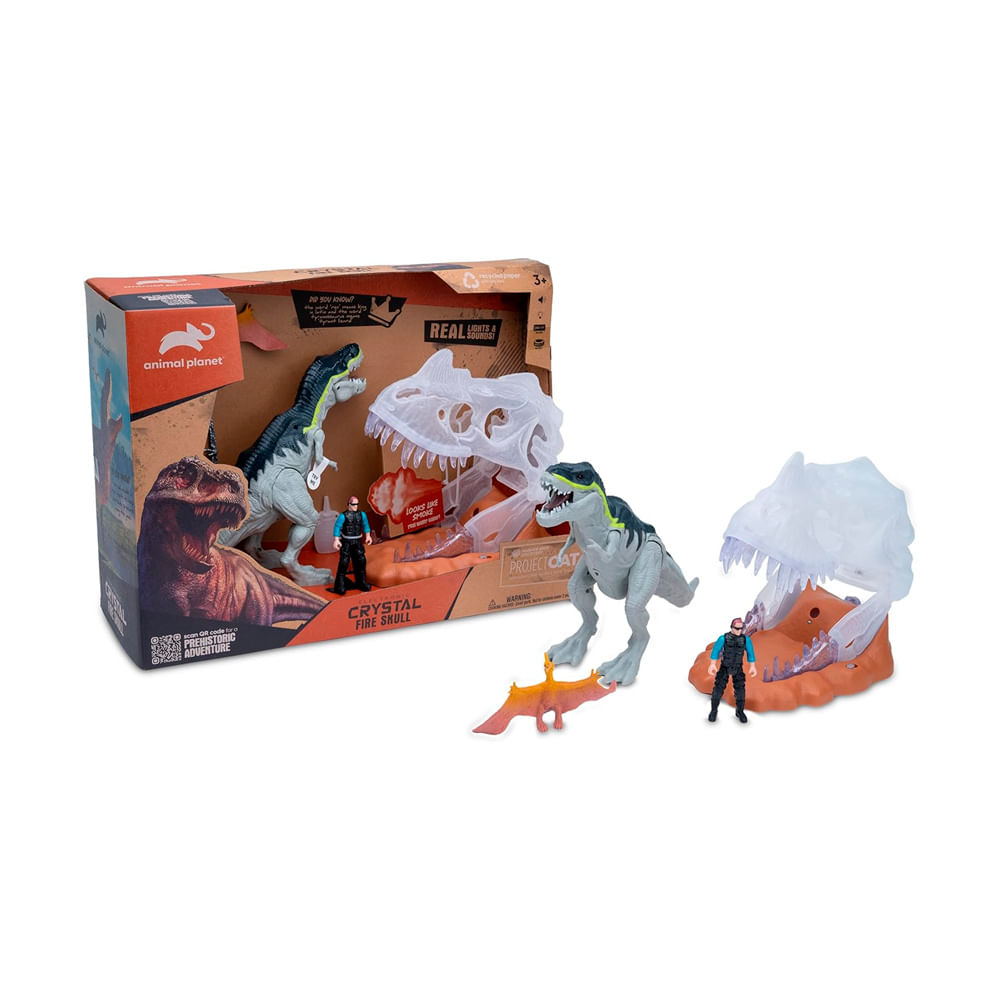 Animal Planet Crystal Fire Skull Dino con Luz y Sonido