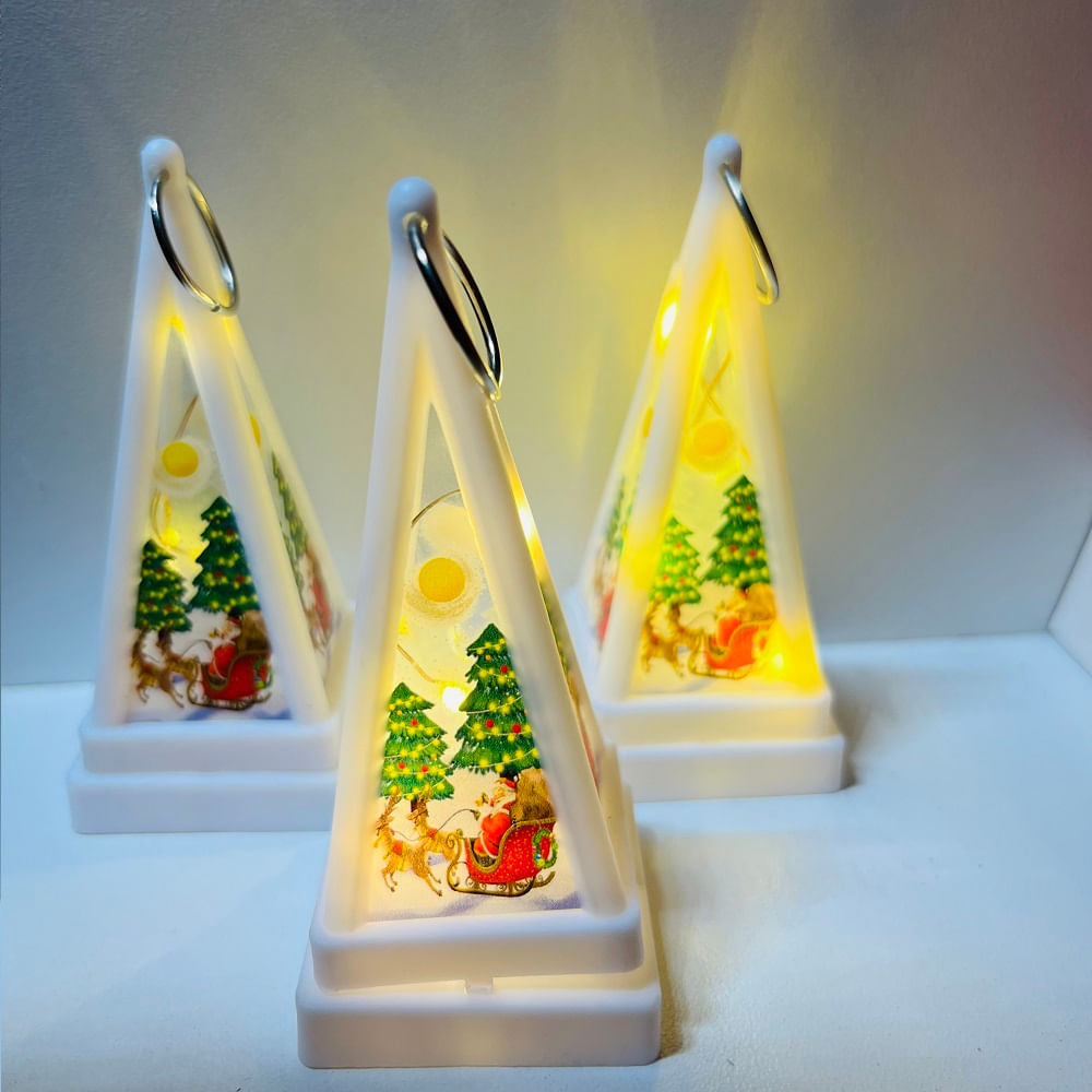 set de 3 Farolitos navideños a pilas colgantes con luz ámbar