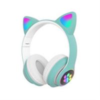 Audífono Bluetooth Gato con Luz Led Turquesa Menta