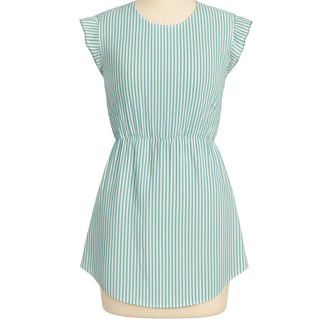 Blusa A Rayas Manga Cero Con Pita Atras Para Amarrar VERDE L
