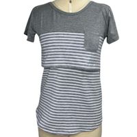 Polo A Rayas Con Bolsillo De Lactancia / Embarazo / Maternidad Básico De Algodón s/m gris