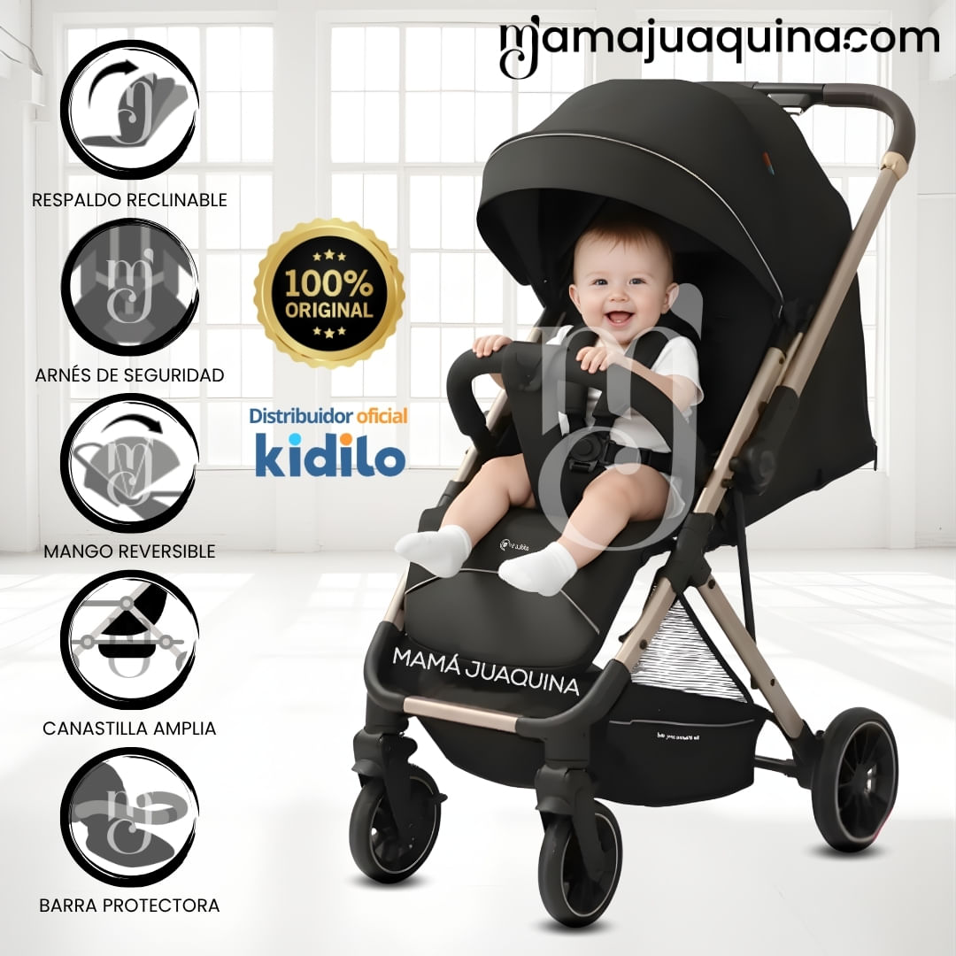 Coche Maleta de Lujo «YURID» Kidilo Mango Reversible Negro