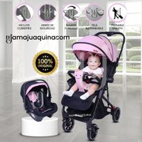 Coche Maleta de Lujo «JANDI» con Portabebé Rosa