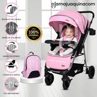 Coche Cuna De Lujo «DELTA II» con Mochila Pañalera Rosa