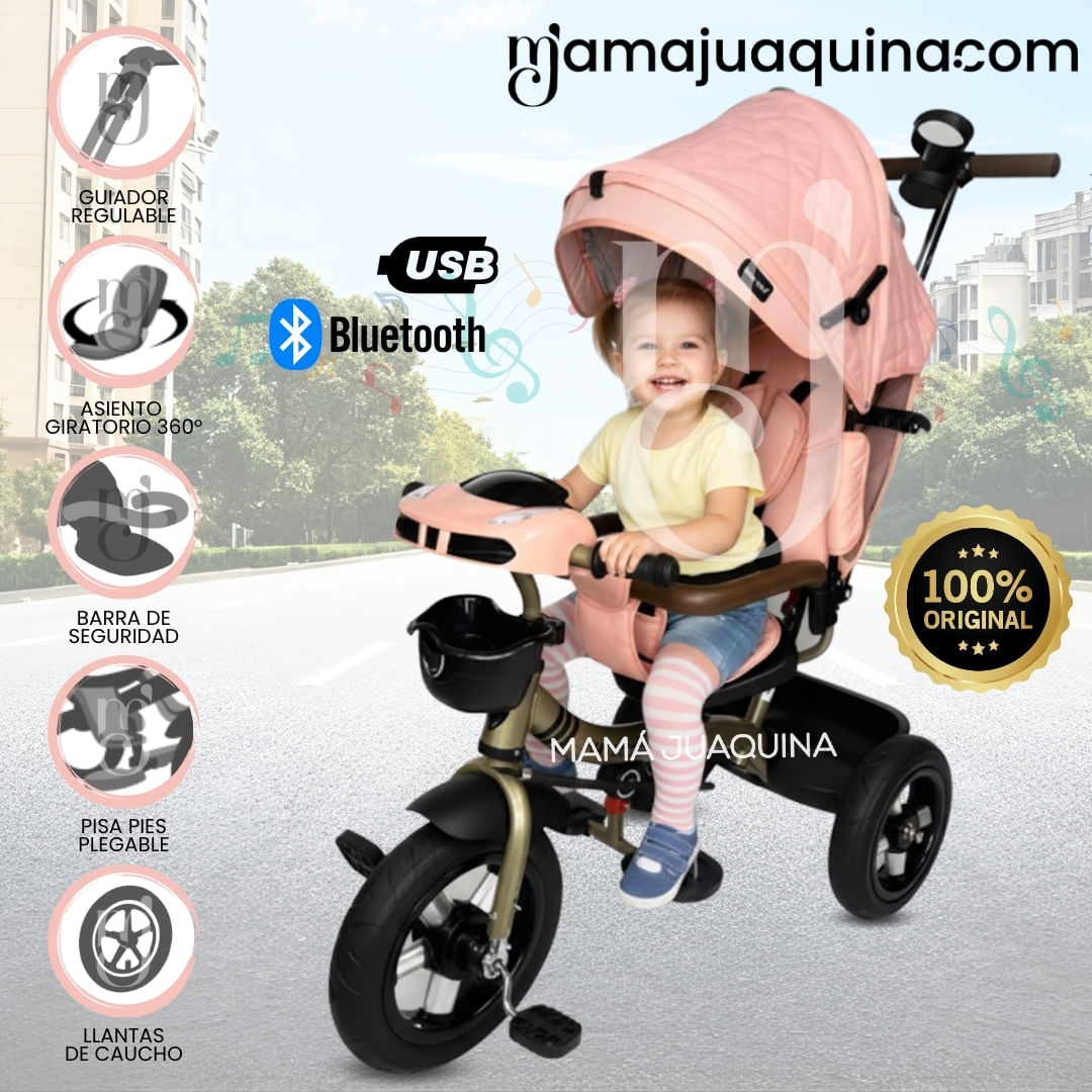 Triciclo Guiador 3 en 1 «FORT PREMIUM» USB Melón