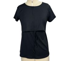 Polo rip de lactancia  maternidad básico de algodón con pita para regular negro s/m