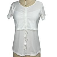 Polo rip de lactancia  maternidad básico de algodón con pita para regular blanco s/m