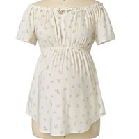 Blusa Coqueta Manga Corta Hombros Caído Lactancia Maternidad blanco L