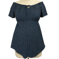 Blusa Coqueta Manga Corta Hombros Caido Lactancia Maternidad Azul L