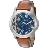 Reloj Fossil Grant Twist ME1161 Doble Mecanismo Cuero Marrón Dial Azul