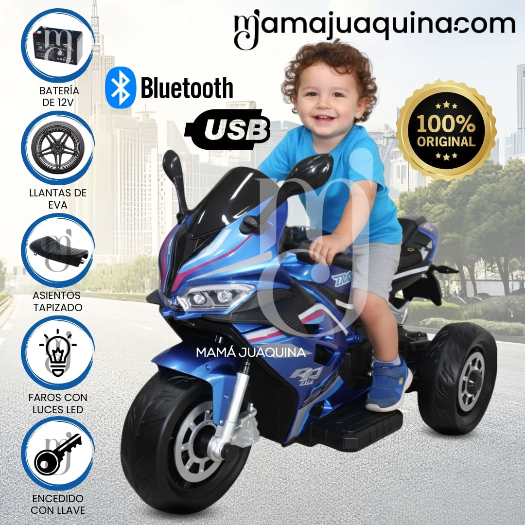 Trimoto a Batería para Niños «TRI DUKE» de Lujo Azul