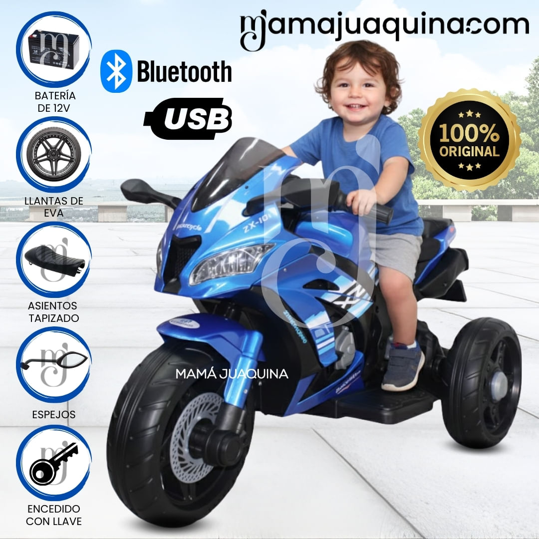 Trimoto a Batería para Niños «TRI NINJA » de Lujo Azul