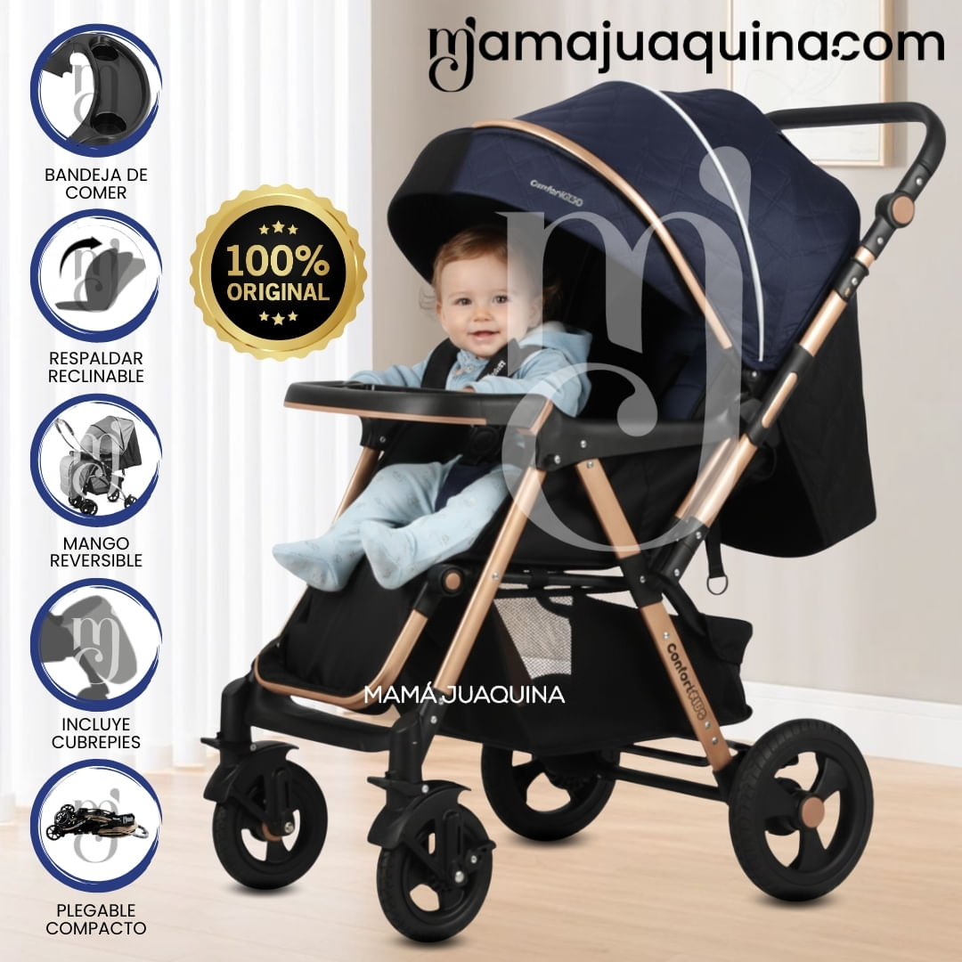 Coche Cuna Mango Reversible «LITTLE NANCY» con Bolso Negro