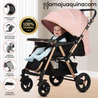 Coche Cuna Mango Reversible «LITTLE NANCY» con Bolso Rosa