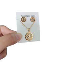 Set collar y aretes pelota Voley dorado voleibol