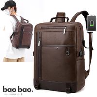 Mochila con porta laptop Hombre de Cuero PU con Estilo Retro Moda Juvenil - Marrón Oscuro