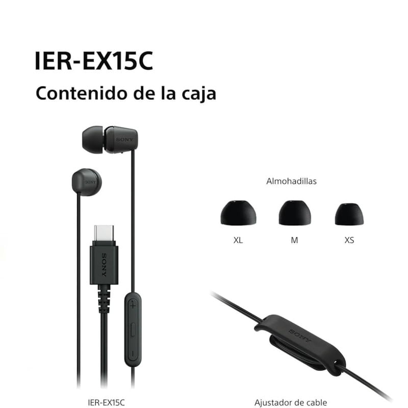 Audifono Sony USB C EX15C con Microfono - Negro