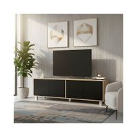 Mesa de TV Silver con 4 Puertas y Canto Grueso Color Negro\Panela TU MESITA