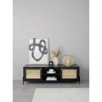 Mesa de TV Micro con Ratán y Canto Grueso Color Roble Negro TU MESITA