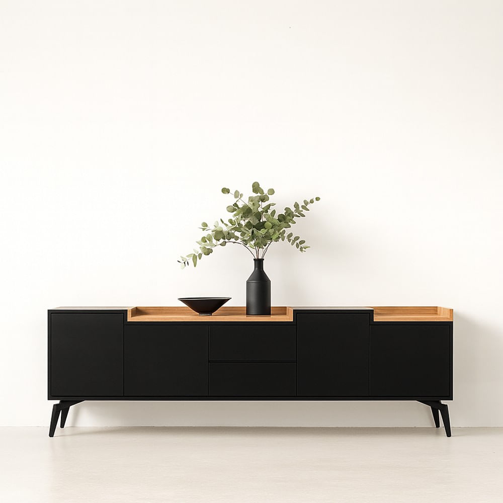 Mesa de TV Massi con Canto Grueso Color Negro\Panela TU MESITA
