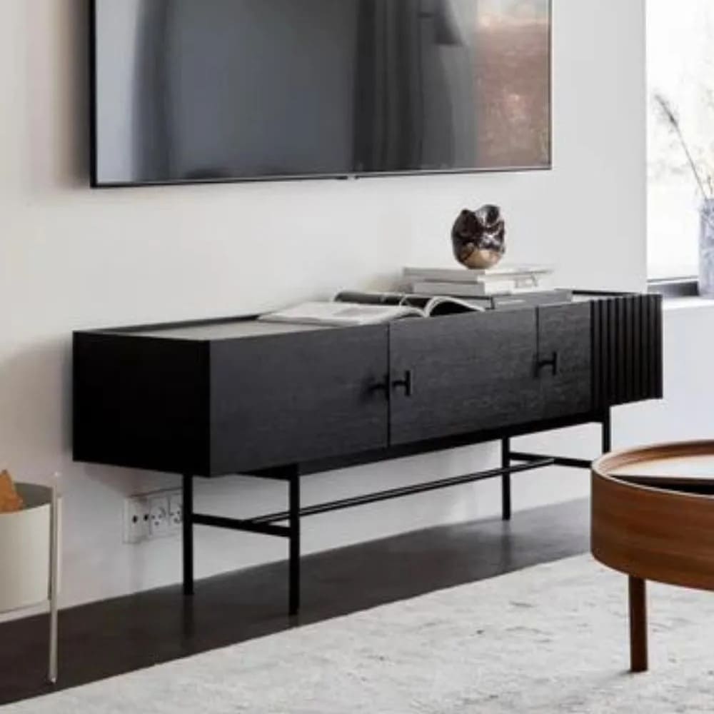 Mesa de TV Kayla con Canto Grueso Color Roble Negro TU MESITA