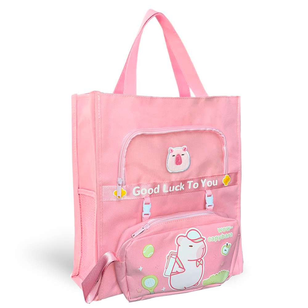 Bolso Tote Bag y Cartuchera Capibara – Rosa