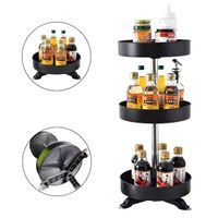 Organizador De Cocina Vertical Multiuso Giratorio 3 Niveles Negro