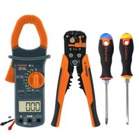 kit pinza amperimétrica alicate pelacables profesional, 2 desarmadores